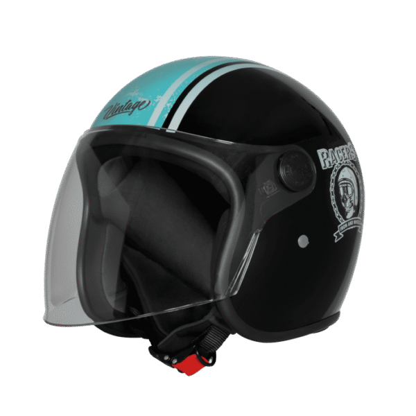 SBH-56 VINTAGE RACERS GLOSSY BLACK WITH LIGHT BLUE