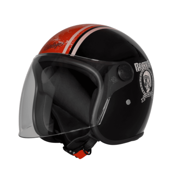 SBH-56 VINTAGE RACERS GLOSSY BLACK WITH LIGHT RED
