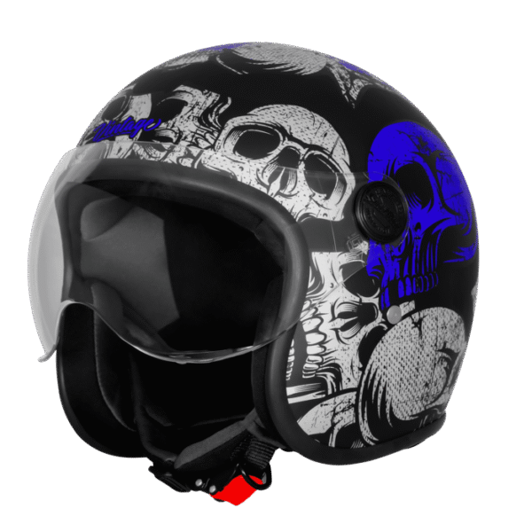 SBH-54 VINTAGE SKULL GLOSSY BLACK WITH BLUE