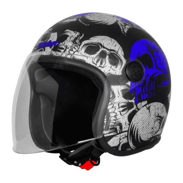SBH-56 VINTAGE SKULL GLOSSY BLACK WITH BLUE