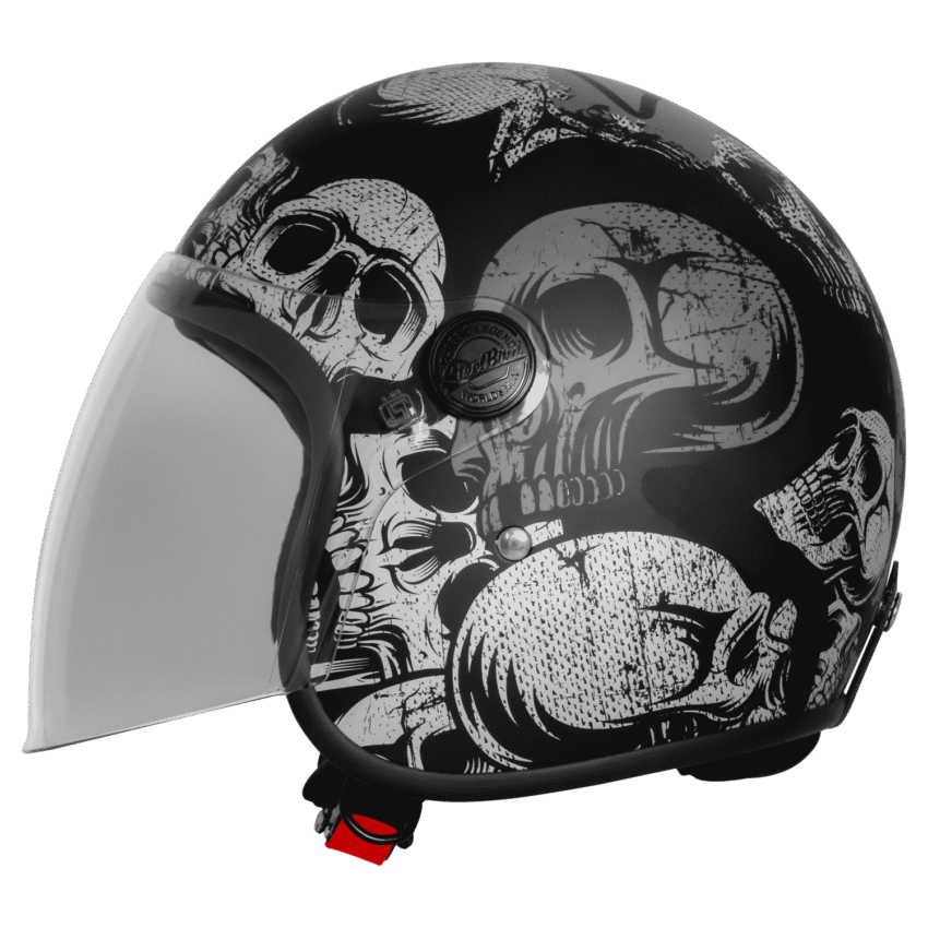 SBH-56 VINTAGE SKULL GLOSSY BLACK WITH GREY - Image 2
