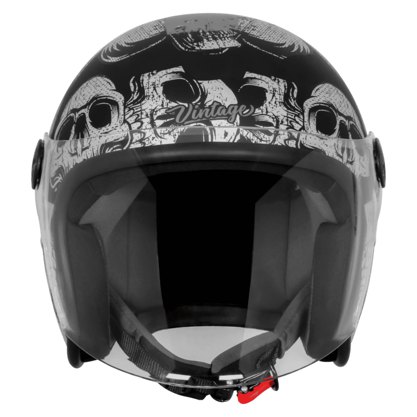 SBH-56 VINTAGE SKULL GLOSSY BLACK WITH GREY - Image 3