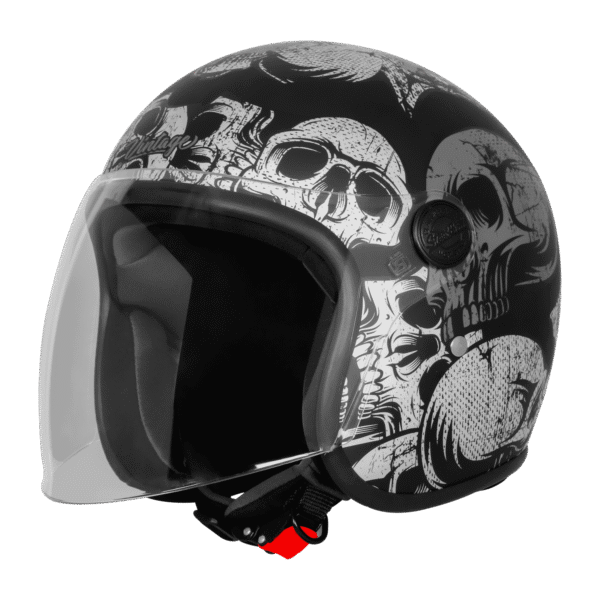 SBH-56 VINTAGE SKULL GLOSSY BLACK WITH GREY