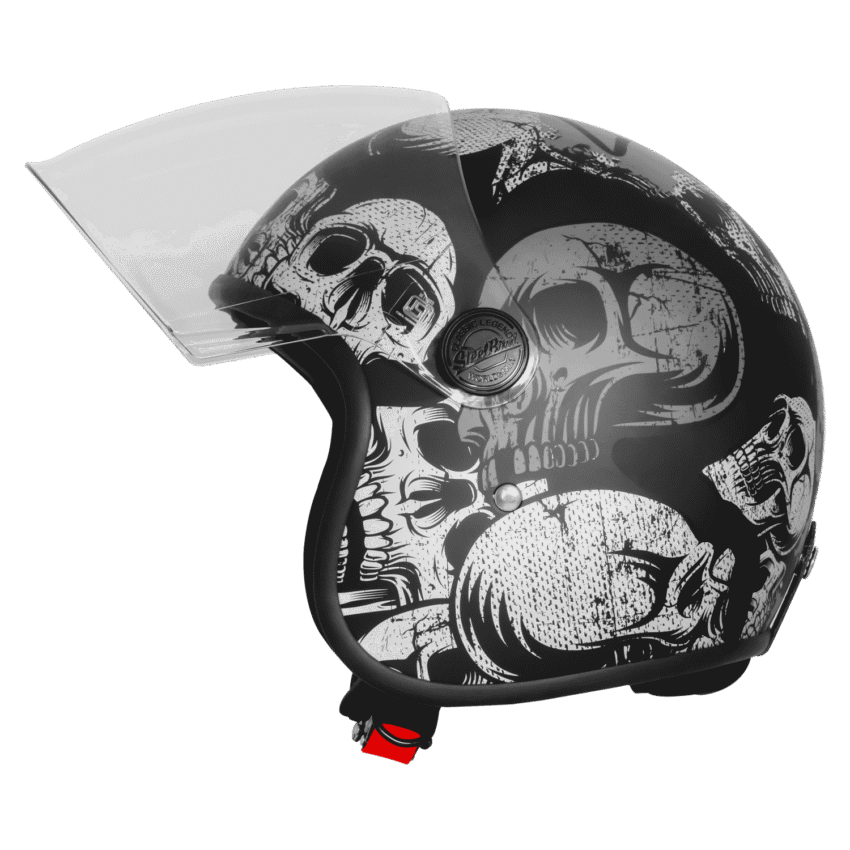 SBH-56 VINTAGE SKULL GLOSSY BLACK WITH GREY - Image 6