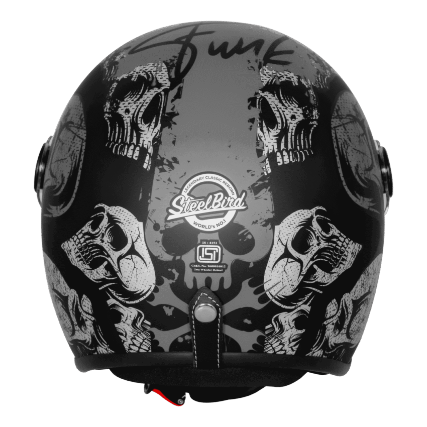 SBH-56 VINTAGE SKULL GLOSSY BLACK WITH GREY - Image 4