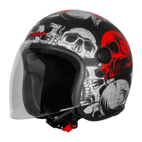 SBH-56 VINTAGE SKULL GLOSSY BLACK WITH RED
