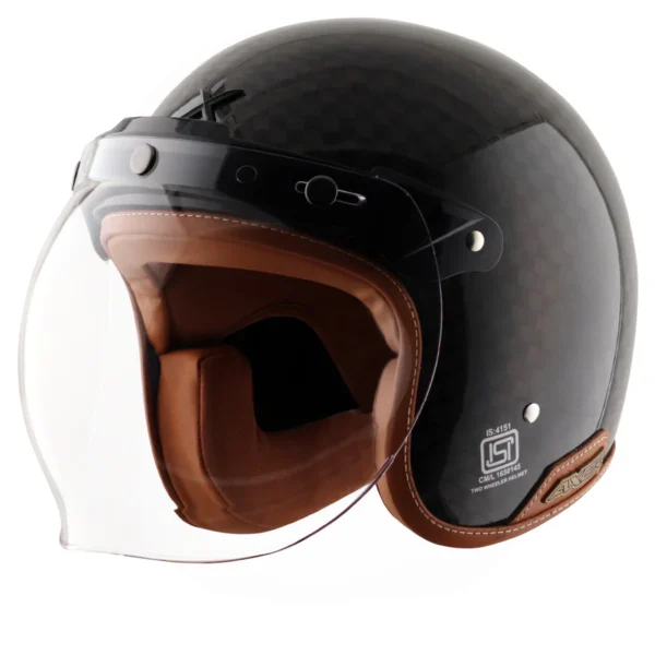 AXOR RETRO JET CARBON BIG CHECKS HELMET WITH BUBBLE VISOR