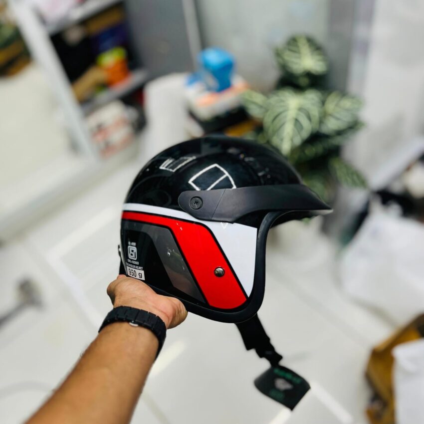 ERGO JET HELMET – L STRIP RED & BLACK - Image 3