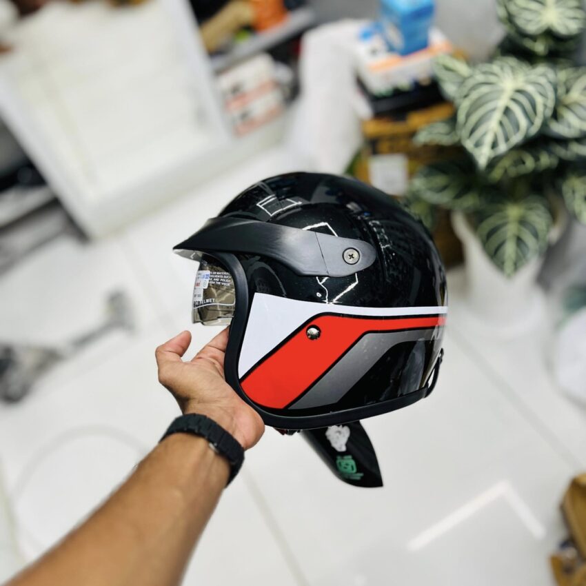 ERGO JET HELMET – L STRIP RED & BLACK - Image 4