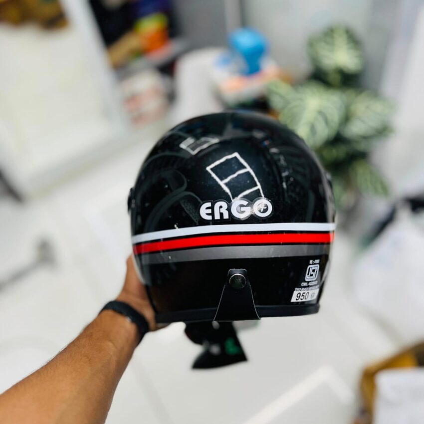 ERGO JET HELMET – L STRIP RED & BLACK - Image 5
