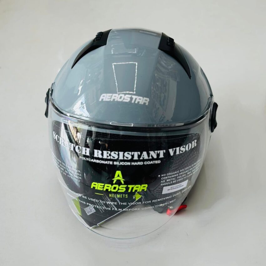 Aerostar Beat Half Face Helmet – Glossy Grey - Image 4