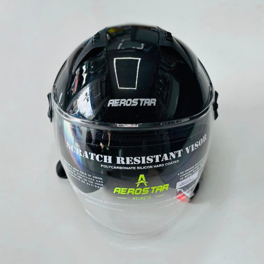 Aerostar Beat Half Face Helmet – Glossy Black - Image 4