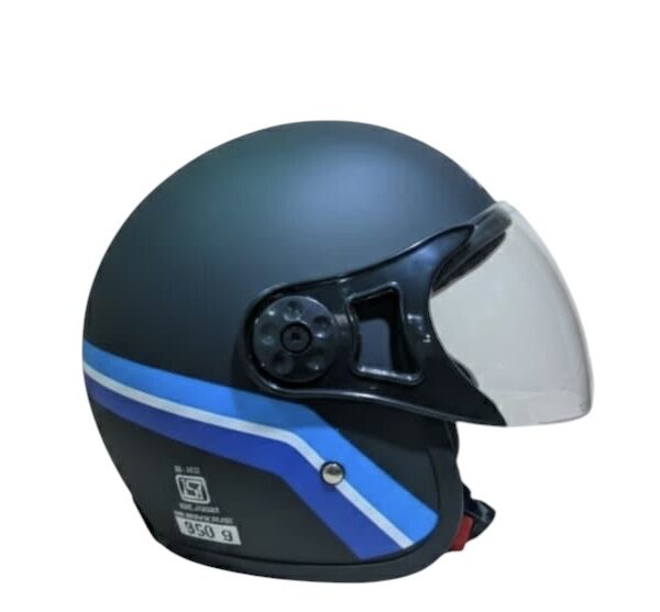 3 LINE STRIP WITH VISOR MATTE BLACK/BLUE HELMET