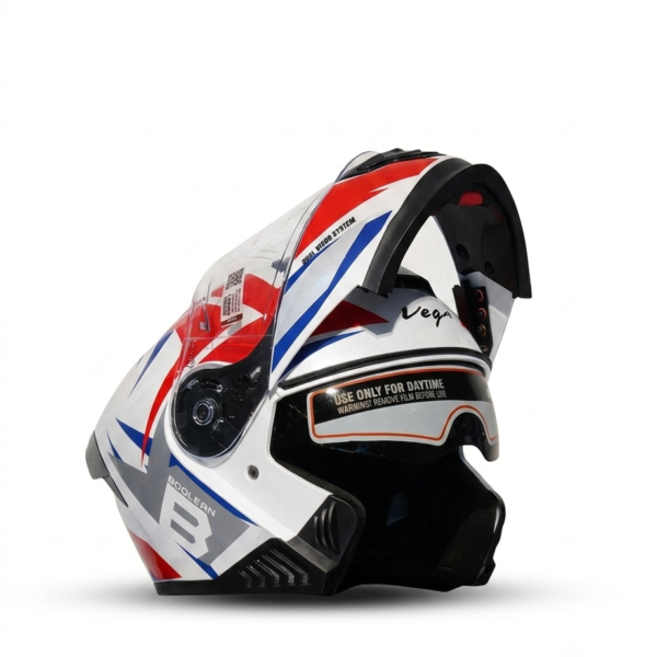 BOOLEAN DV OPTIMUS WHITE RED FLIP UP HELMET