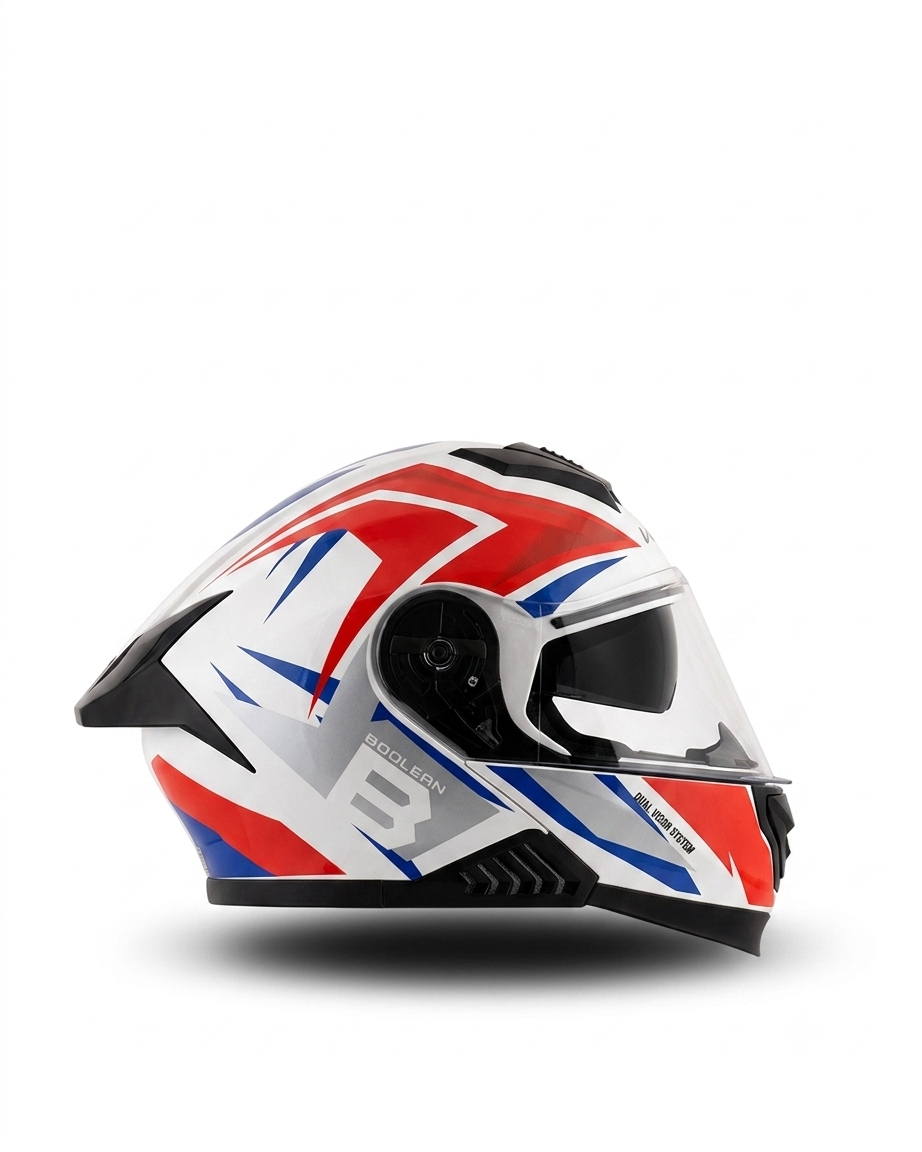 BOOLEAN DV OPTIMUS WHITE RED FULL FACE HELMET