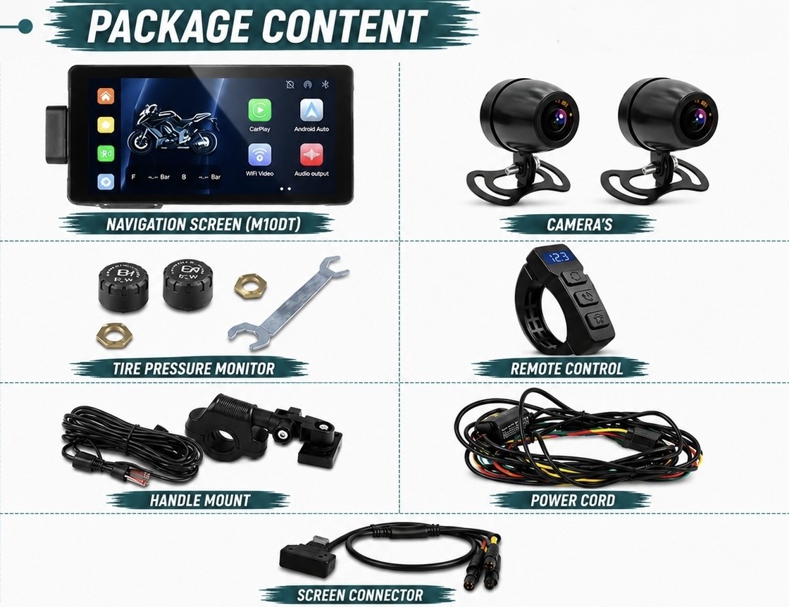 SIMTAC M10DT Motorcycle GPS | CarPlay & Android Auto System