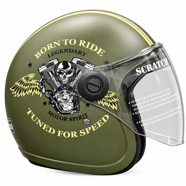 Aerostar Vino D1 Matte Military Green Yellow Helmet
